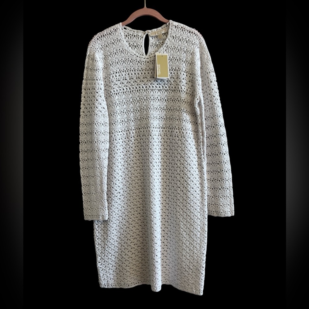 100% Cotton MICHAEL Michael Kors White Hand Crocheted Dress Size XL - Picture 4 of 9